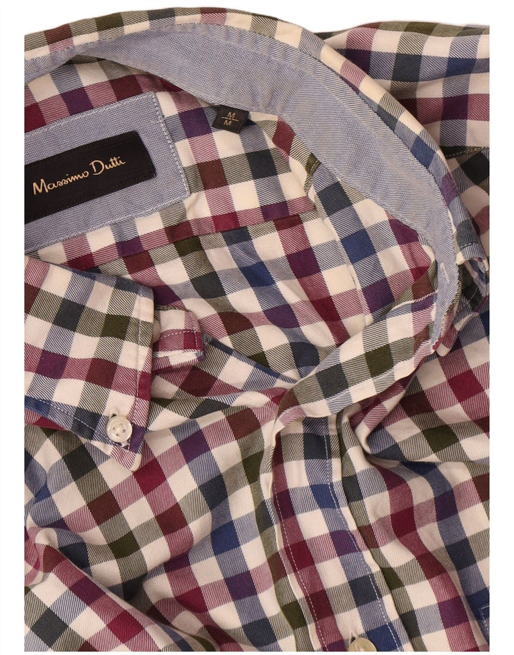 MASSIMO DUTTI Herren-Flanellhemd, mittelgroß, mehrfarbig, Gingham-Baumwolle