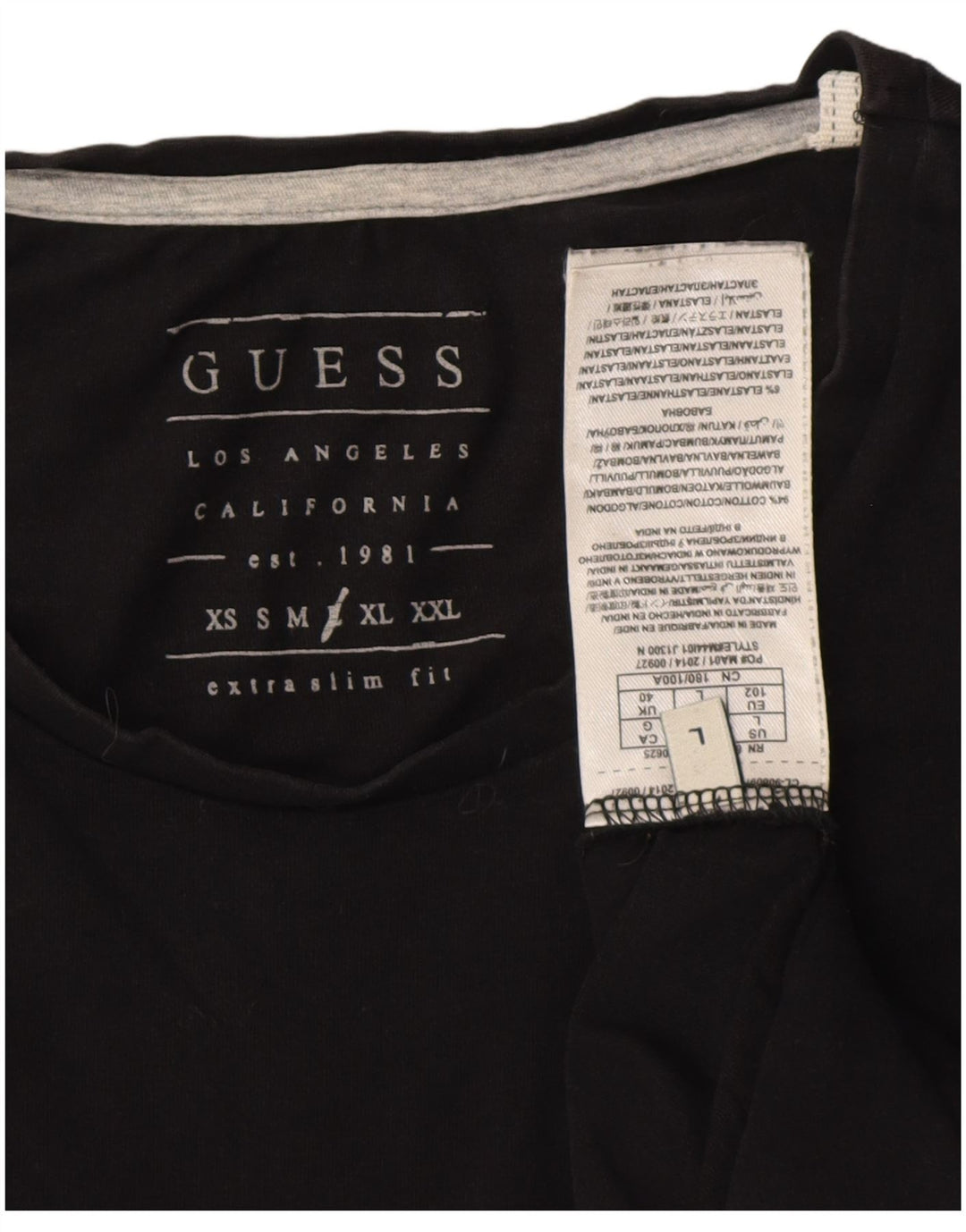 Guess Herren T-Shirt Top Large Schwarz Baumwolle