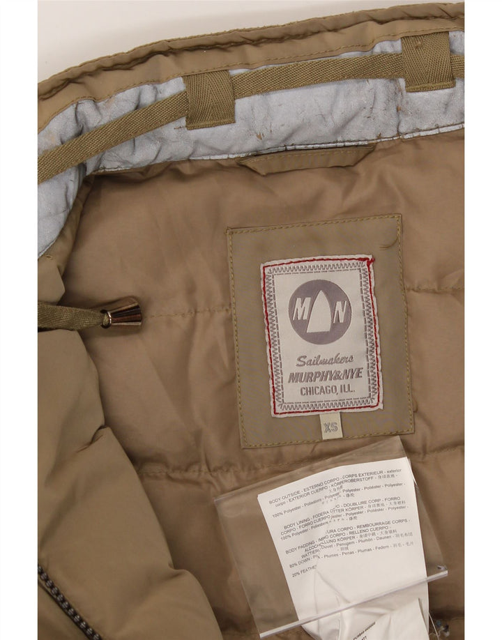MURPHY & NYE Womens Sailmakers Military Padded Jacket UK 6 XS Khaki Vintage Murphy & Nye and Second-Hand Murphy & Nye from Messina Hembry 