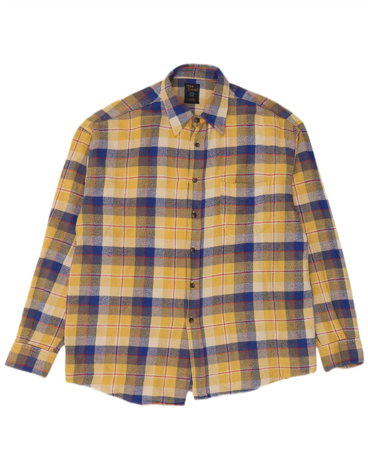 Vintage Herren Flanellhemd XL Gelb kariert Baumwolle