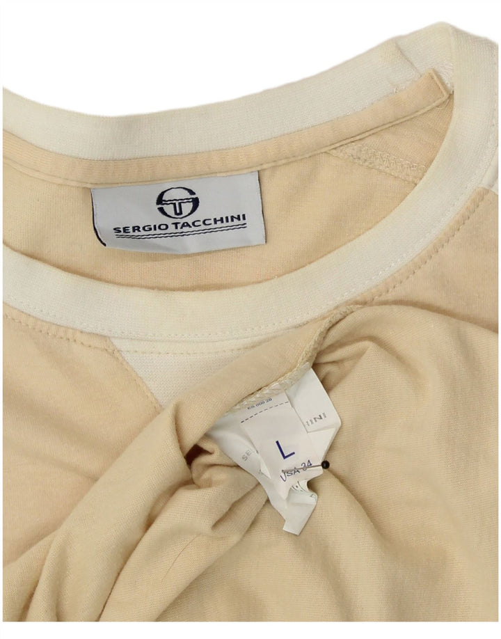 Sergio Tacchini Herren T-Shirt Top Large Beige Baumwolle