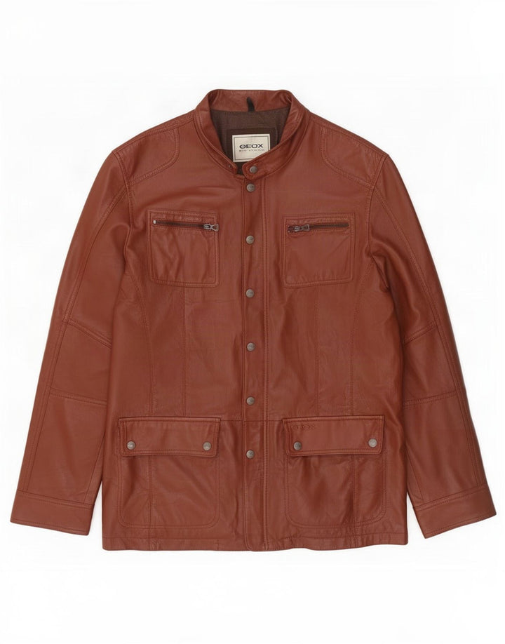 Geox Herren Lederjacke UK 48 4XL Braun