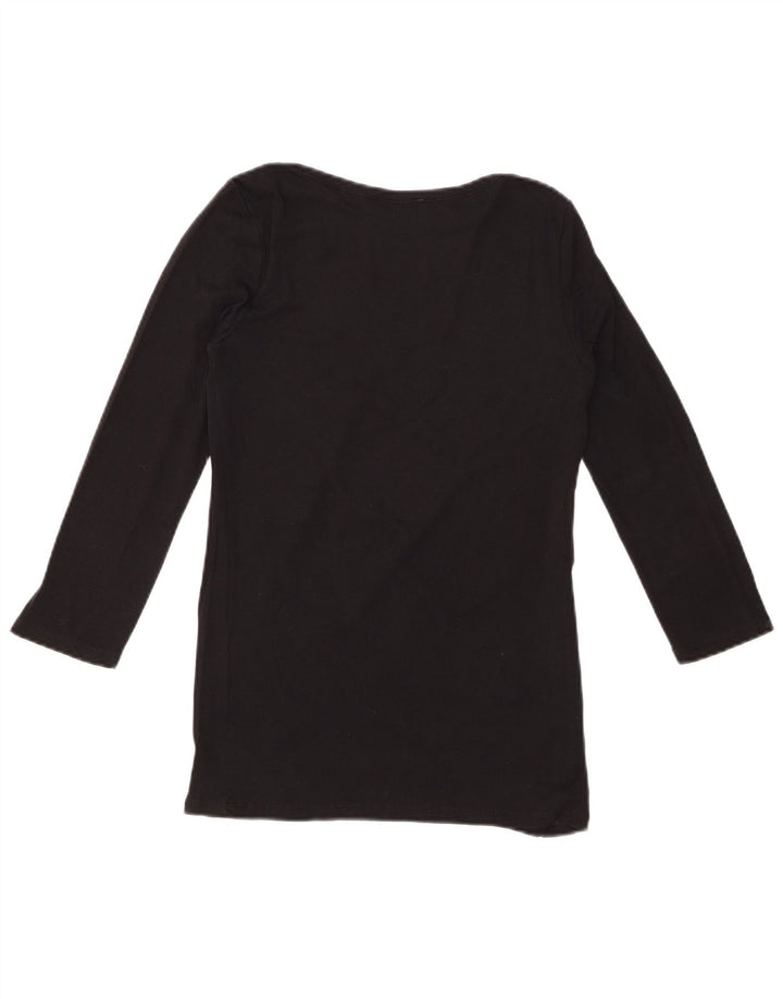 BENETTON Womens Graphic Top 3/4 Ärmel UK 8 Small Schwarz
