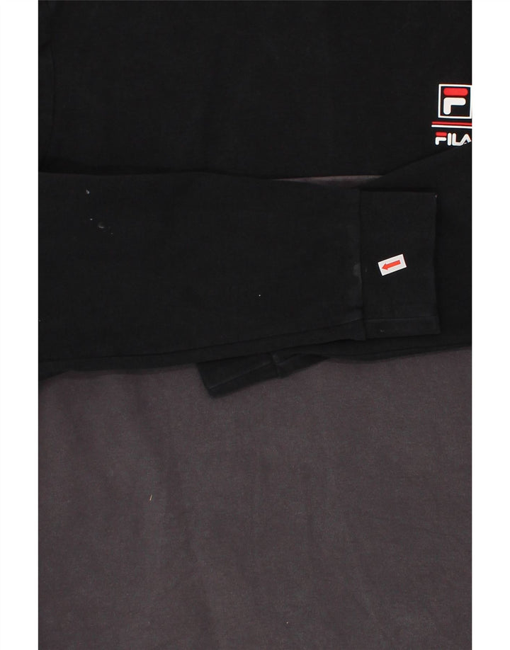 FILA Mens Sweatshirt Jumper Medium Black Colourblock Cotton Vintage Fila and Second-Hand Fila from Messina Hembry 