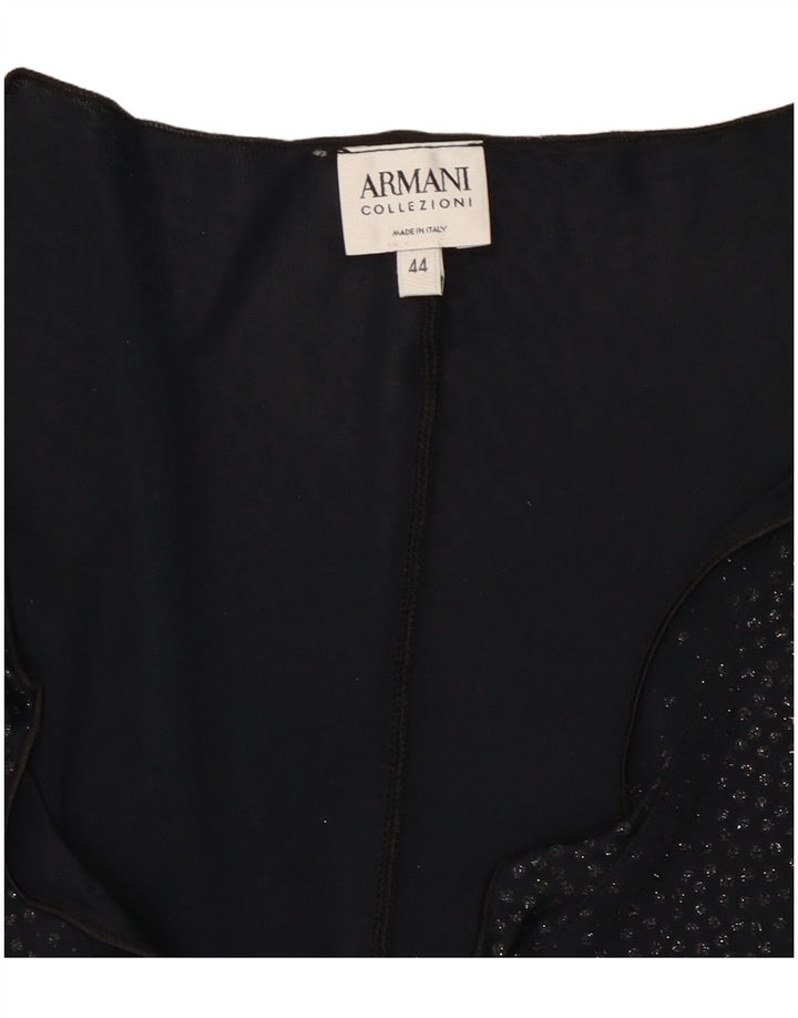 Armani Damen Langarm-Blusenoberteil IT 44 Mittelschwarz gepunktet