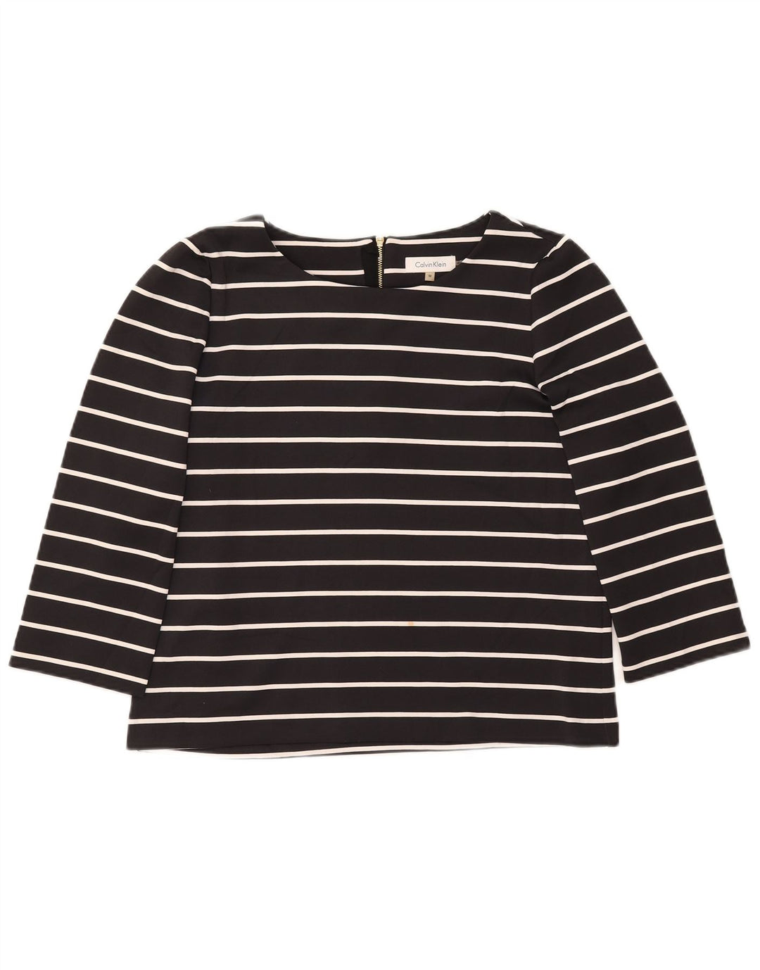 CALVIN KLEIN Damen Top 3/4 Ärmel UK 14 Mittelschwarz gestreift Polyester