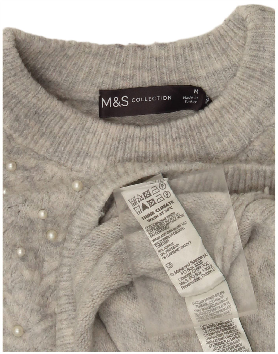 Marks & Spencer Damen-Pullover mit Rundhalsausschnitt, Gr. 14, Mittelgrau meliert