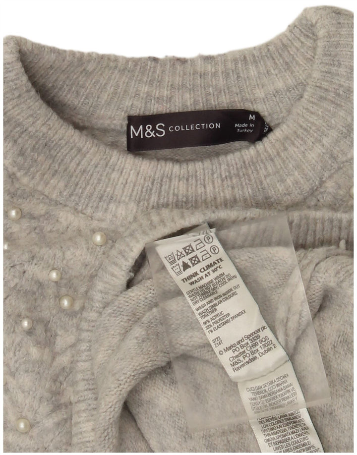 Marks & Spencer Damen-Pullover mit Rundhalsausschnitt, Gr. 14, Mittelgrau meliert