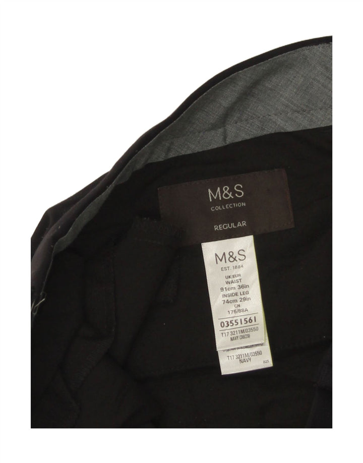 Marks & Spencer Mens Pegged Regular Suit Hose W36 L29 Schwarz Polyester