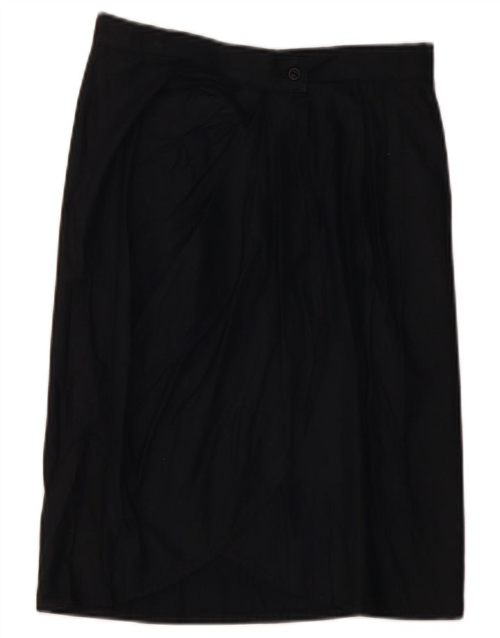 VINTAGE Damen Wickelrock W26 Small Schwarz