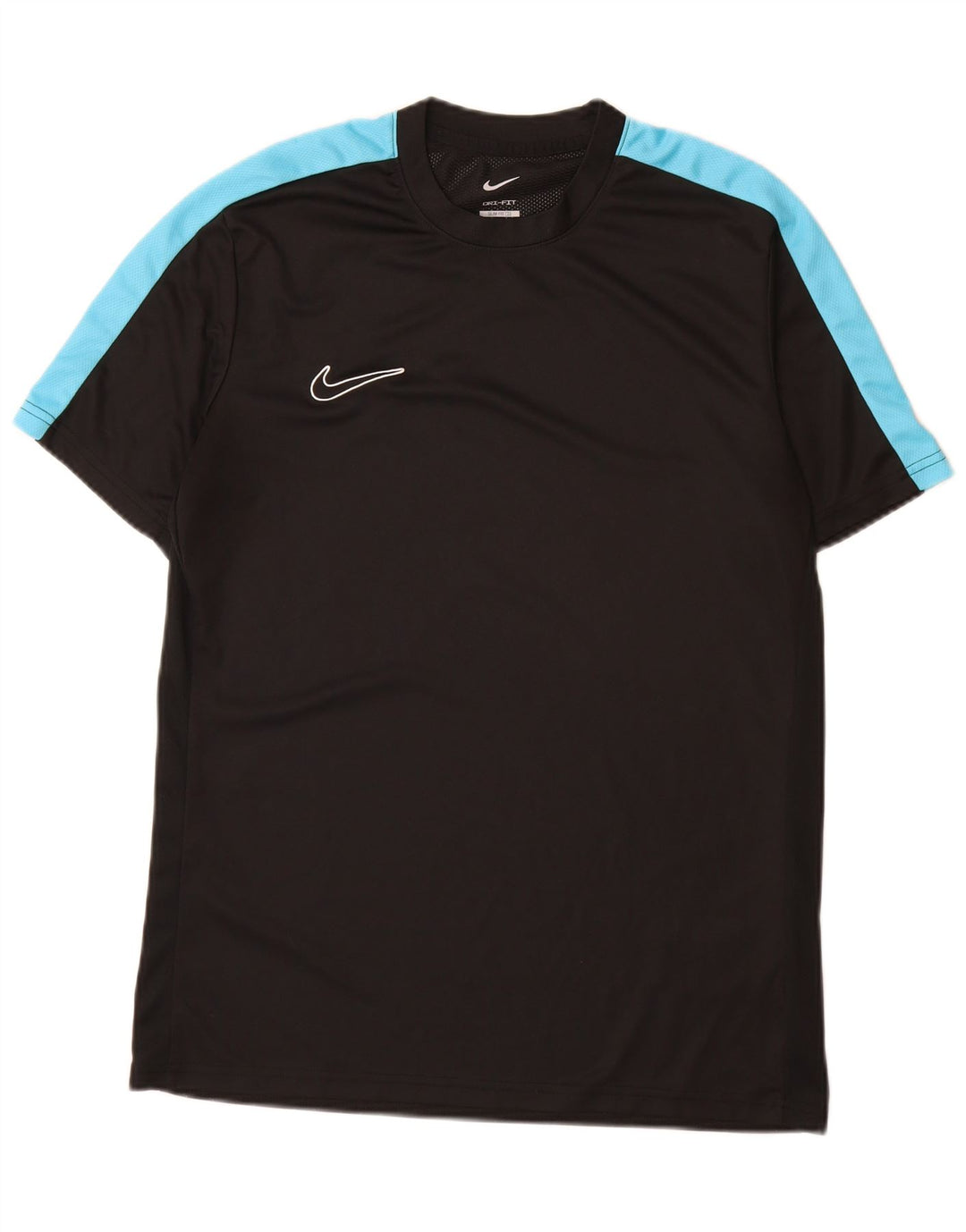 Nike Herren Dri Fit Slim Fit T-Shirt-Oberteil, großes, schwarzes Farbblock-Polyester