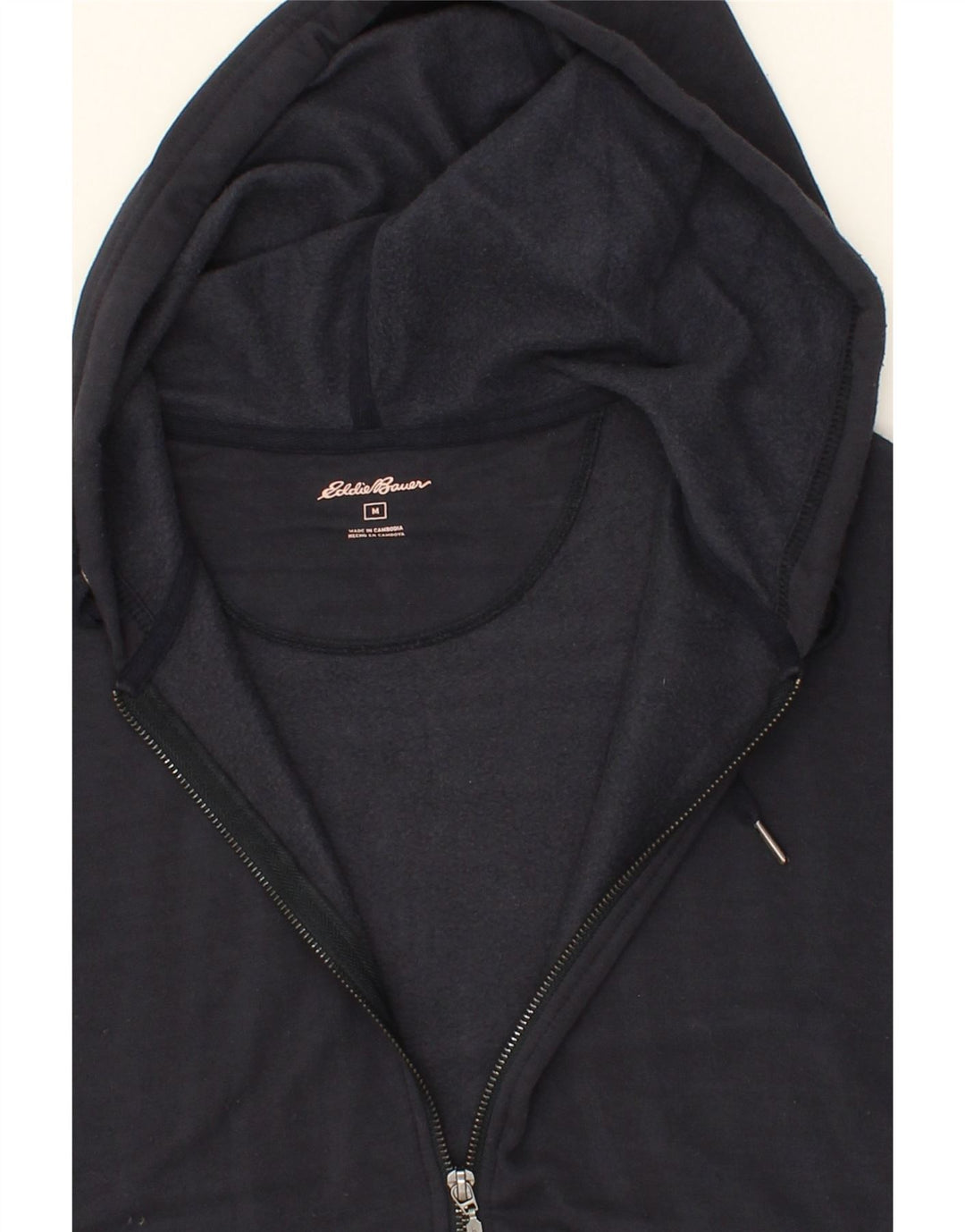 EDDIE BAUER Womens Zip Hoodie Sweater UK 14 Medium Navy Blue Modal Vintage Eddie Bauer and Second-Hand Eddie Bauer from Messina Hembry 