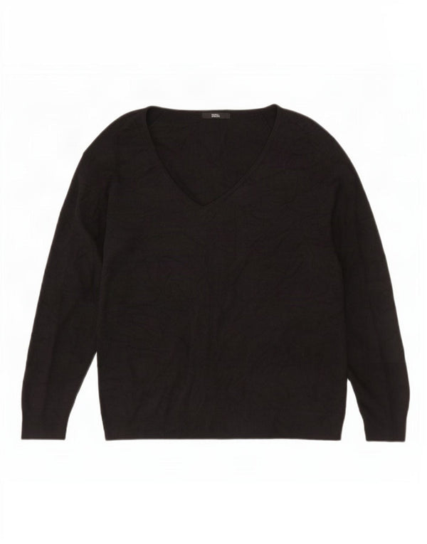 Marks & Spencer Damen Pullover mit V-Ausschnitt, UK 24 4XL, Schwarz, Acryl