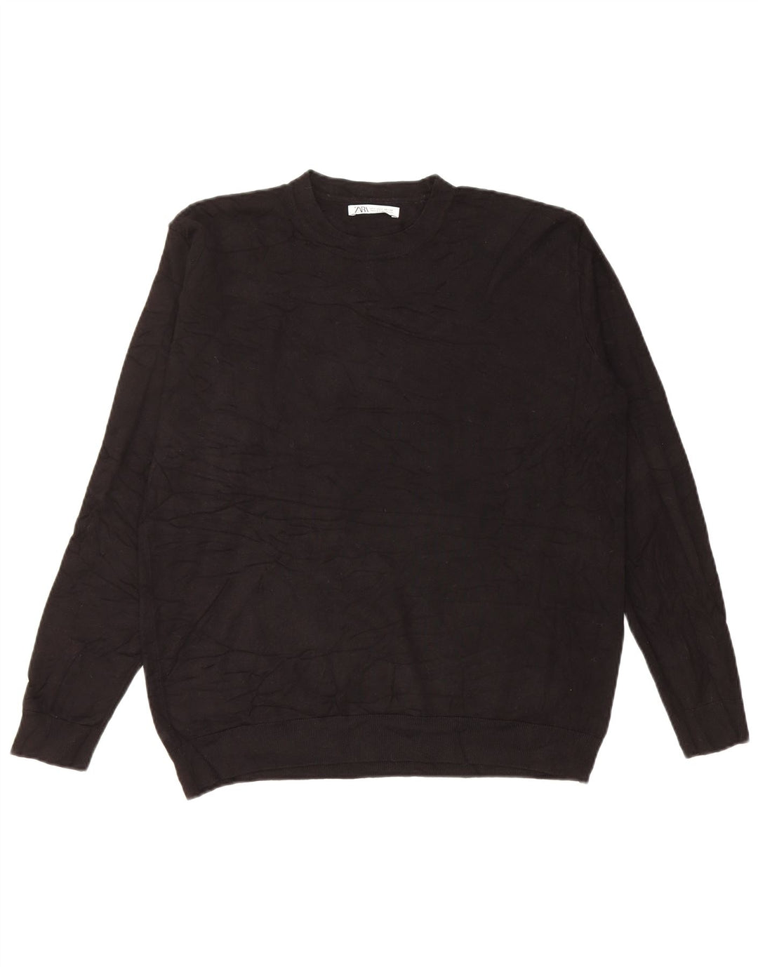 Zara Herren-Pullover mit Rundhalsausschnitt, Größe S, schwarze Viskose
