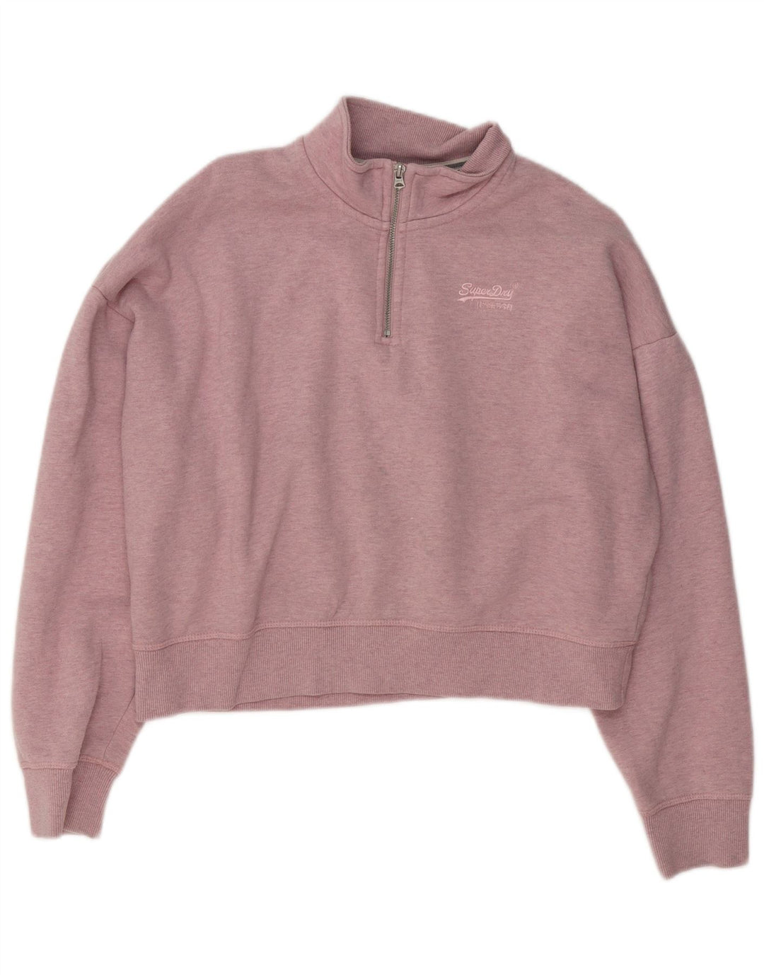 Superdry Damen-Pullover, übergroßer Crop-Sweatshirt, Gr. 16, Größe L, rosa meliert
