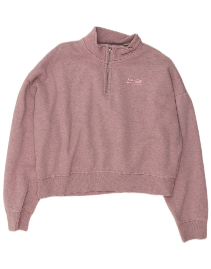 Superdry Damen-Pullover, übergroßer Crop-Sweatshirt, Gr. 16, Größe L, rosa meliert