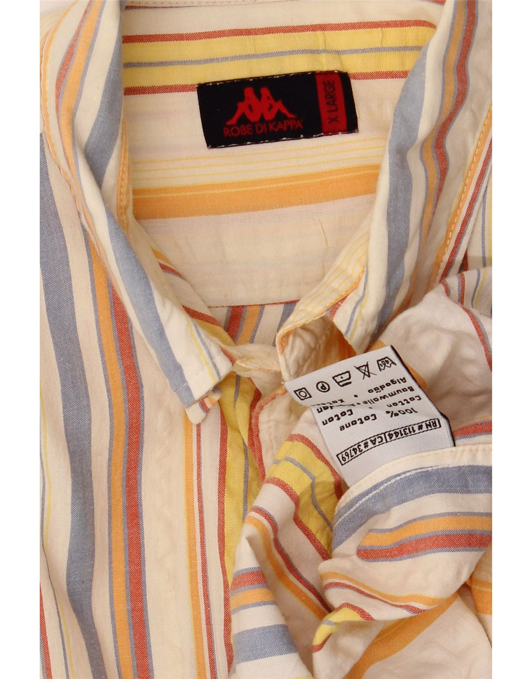 KAPPA Herren Kurzarmhemd XL Mehrfarbig gestreift aus Baumwolle