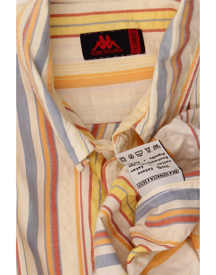 KAPPA Herren Kurzarmhemd XL Mehrfarbig gestreift aus Baumwolle