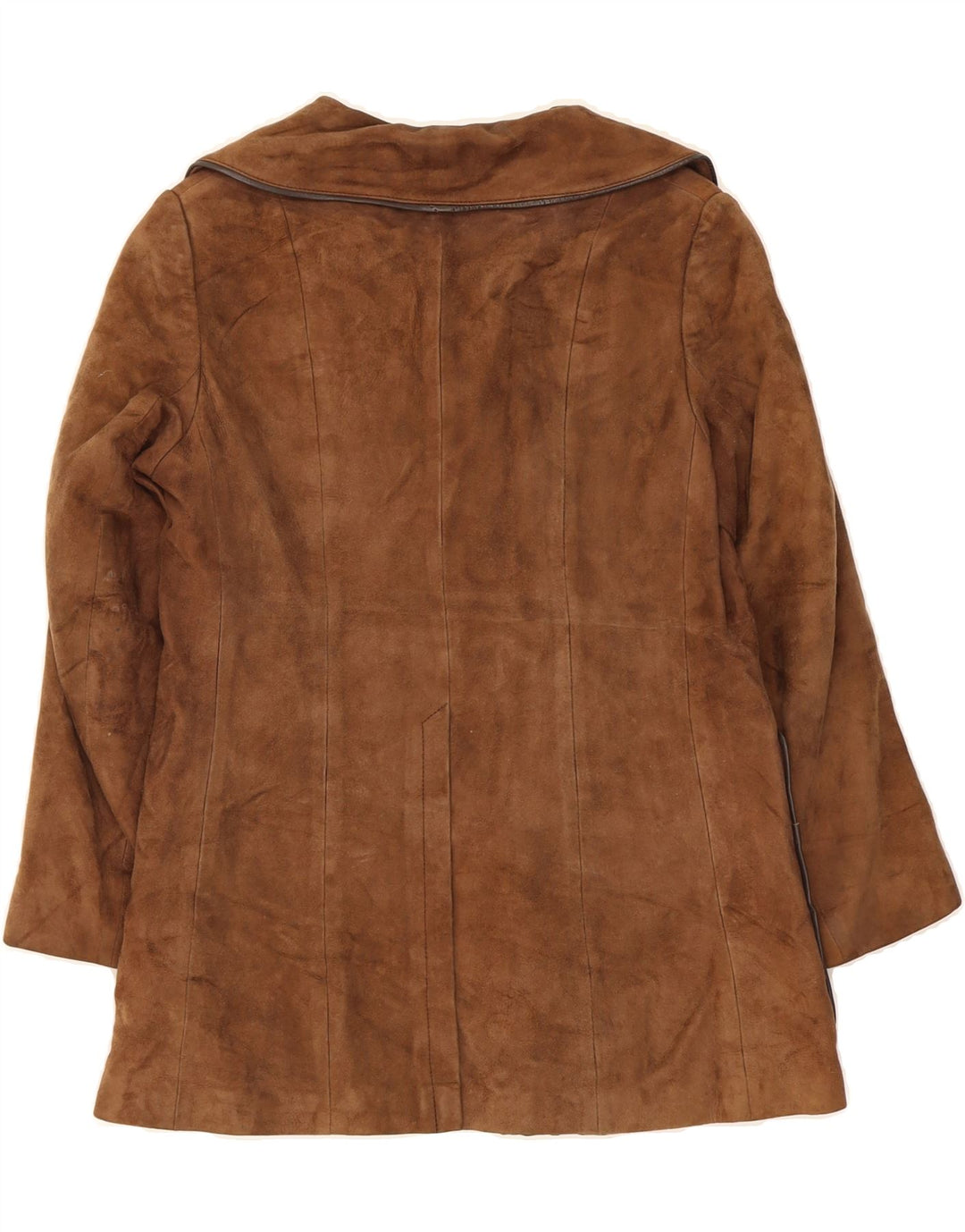 VINTAGE Damen Zweireihige Wildlederjacke UK 10 Small Brown
