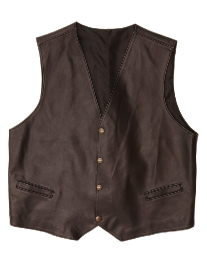 VINTAGE Herren Lederweste Mittelgroßes schwarzes Leder