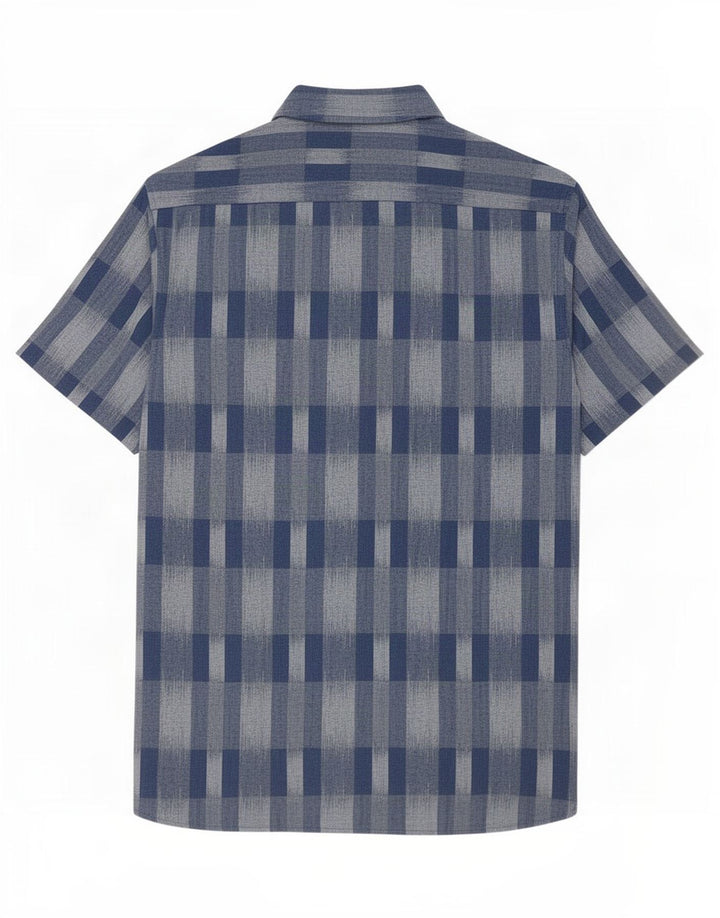 Marks & Spencer Herren-Kurzarmhemd, groß, blau kariert, Baumwolle