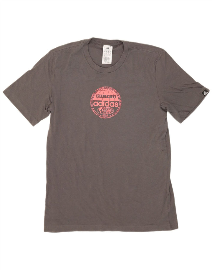 ADIDAS Herren Grafik T-Shirt Top Small Grau Baumwolle