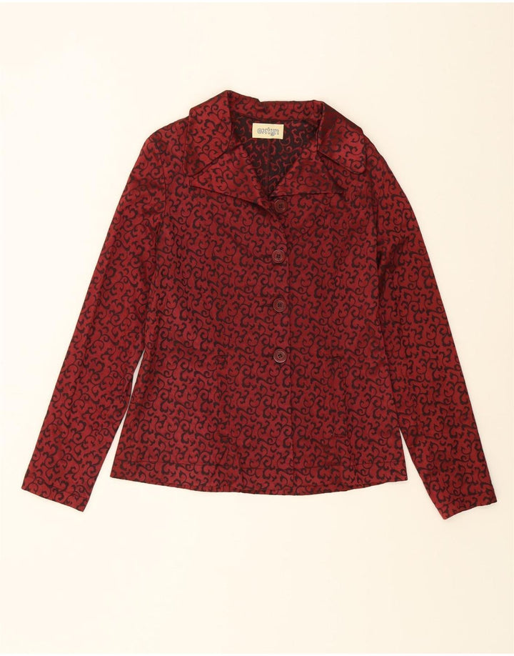 EXTYN Womens 4 Button Blazer Jacket IT 46 Large Burgundy Paisley Acetate Vintage Extyn and Second-Hand Extyn from Messina Hembry 