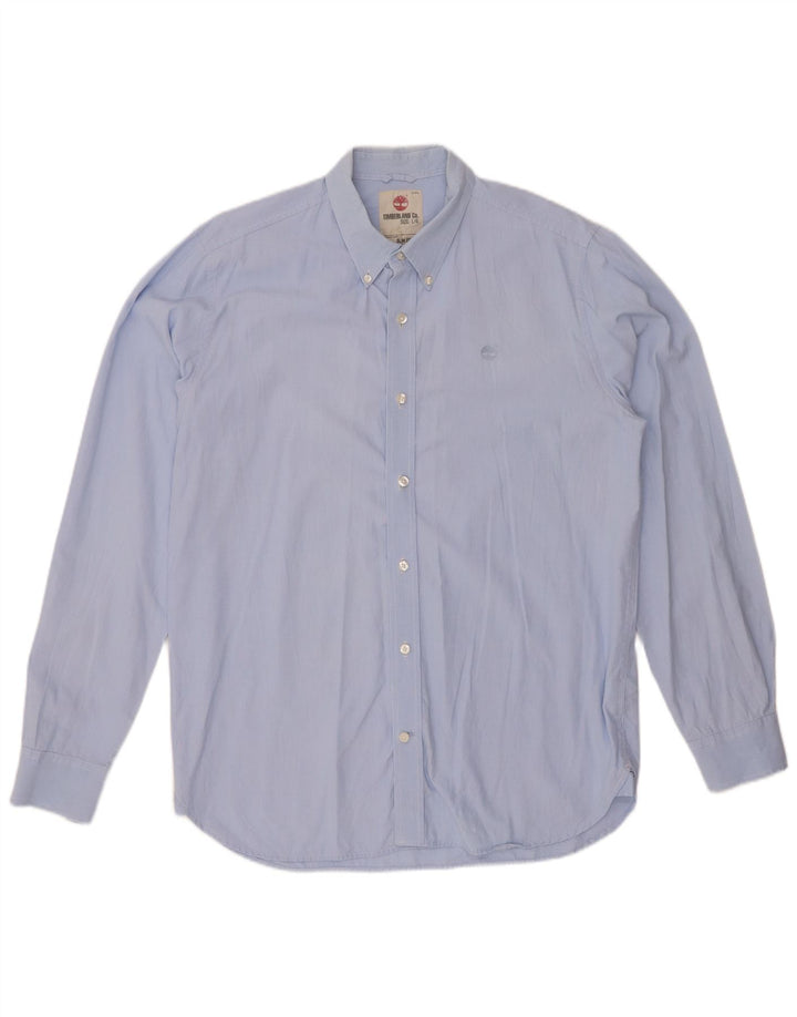 TIMBERLAND Mens Slim Fit Shirt Large Blue Cotton