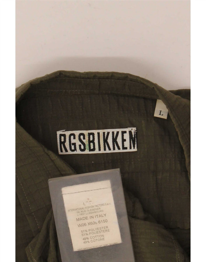 Bikkembergs Herrenhemd, groß, Khaki, Polyester