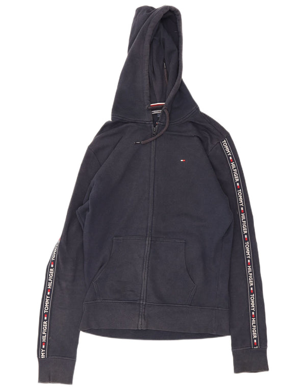 Tommy Hilfiger Damen-Kapuzenpullover mit grafischem Reißverschluss, Gr. 14, mittleres Marineblau