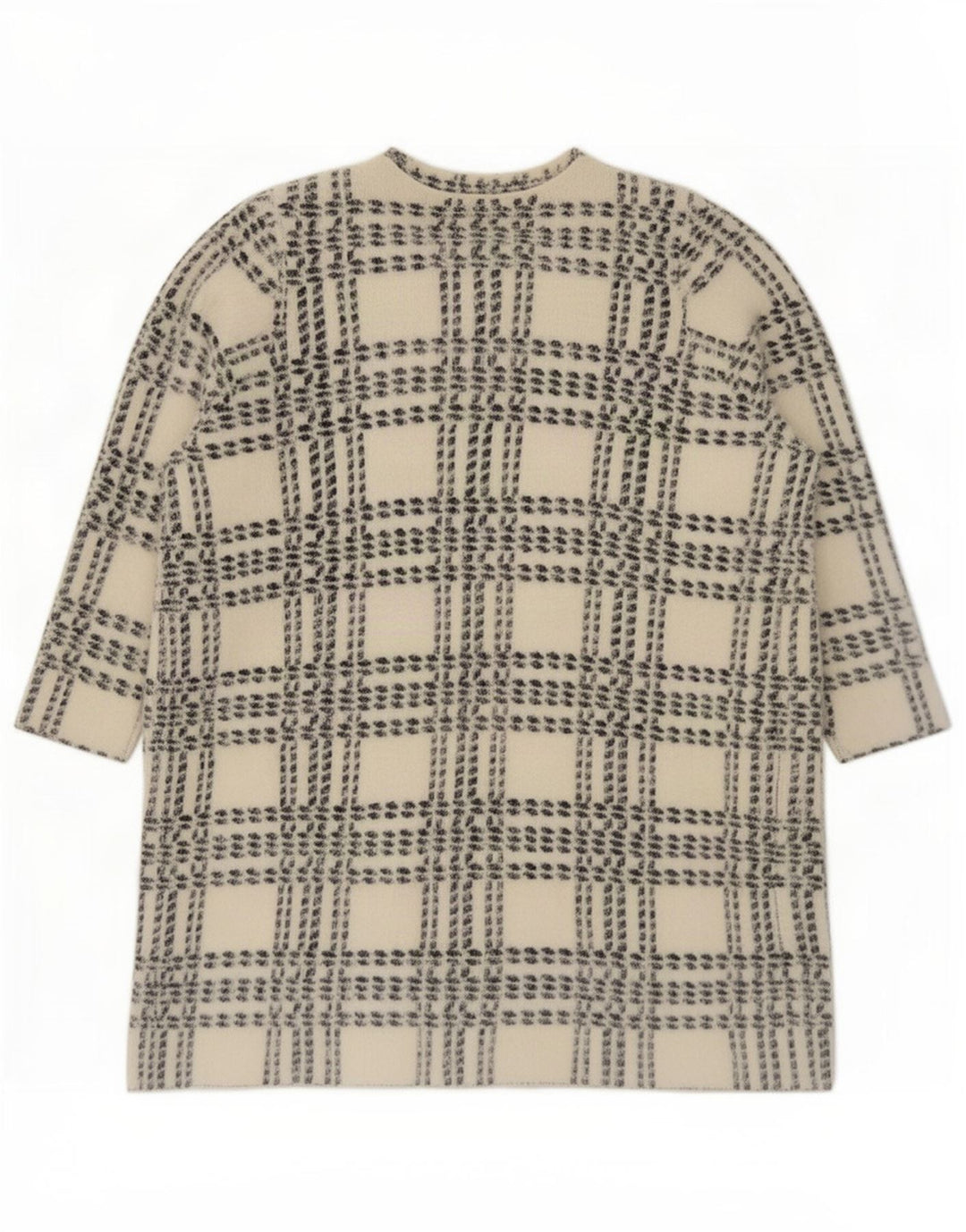 Marks & Spencer Damen Longline-Cardigan-Pullover UK 14 Mittelweiß kariert