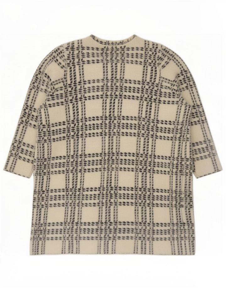 Marks & Spencer Damen Longline-Cardigan-Pullover UK 14 Mittelweiß kariert