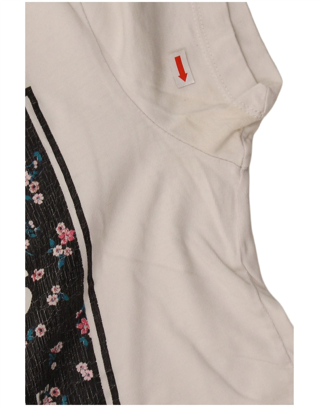 VANS Damen Crop Graphic T-Shirt Top UK 6 XS Weiße Baumwolle