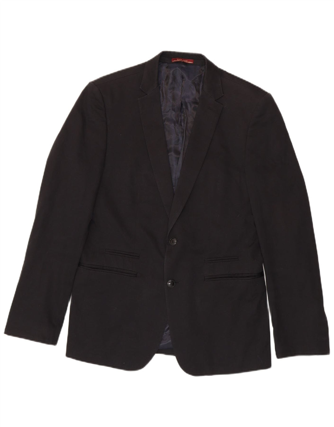 Zara Herren-Blazer mit 2 Knöpfen, EU 50, mittelschwarze Baumwolle