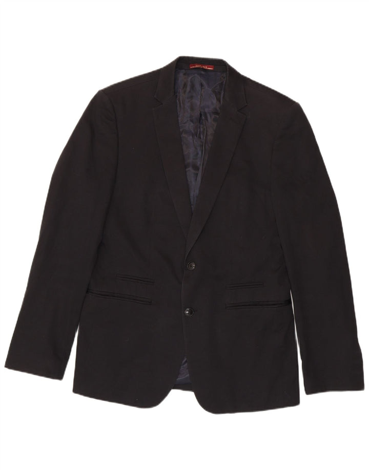 Zara Herren-Blazer mit 2 Knöpfen, EU 50, mittelschwarze Baumwolle