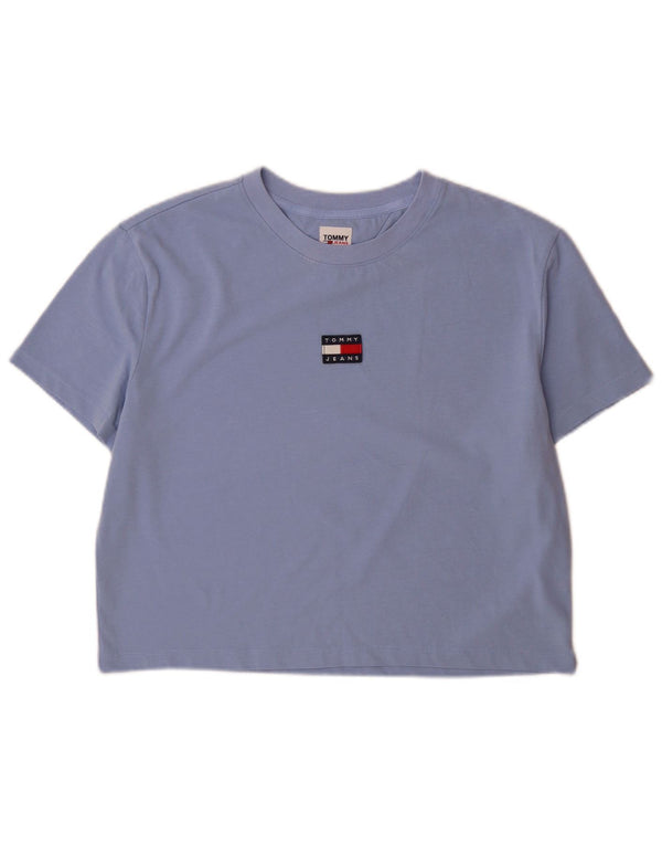 Tommy Hilfiger Damen Grafik-T-Shirt-Oberteil UK 16 Large Blau Baumwolle