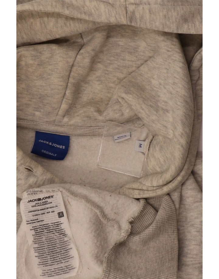 JACK & JONES Herren-Kapuzenpullover mit Reißverschluss, mittelgrau gefleckte Baumwolle