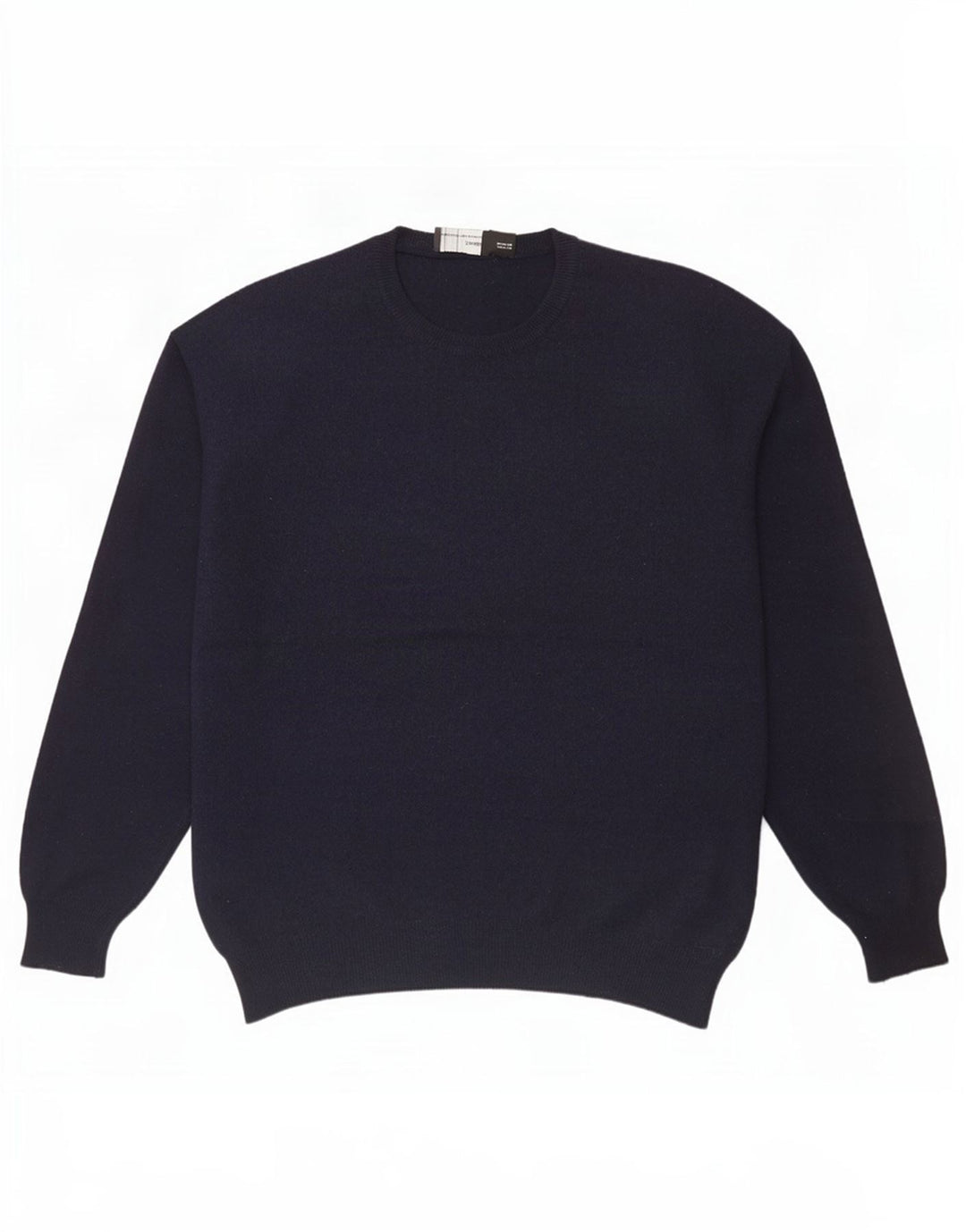 Zara Herren-Pullover mit Rundhalsausschnitt, XL, marineblaue Wolle