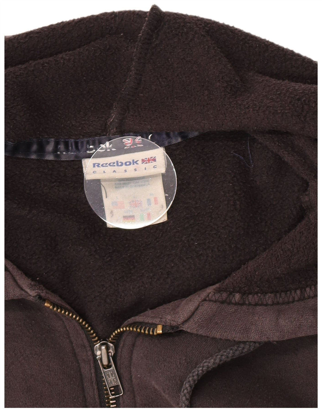 Reebok Herren-Kapuzenpullover mit Reißverschluss, groß, graue Baumwolle