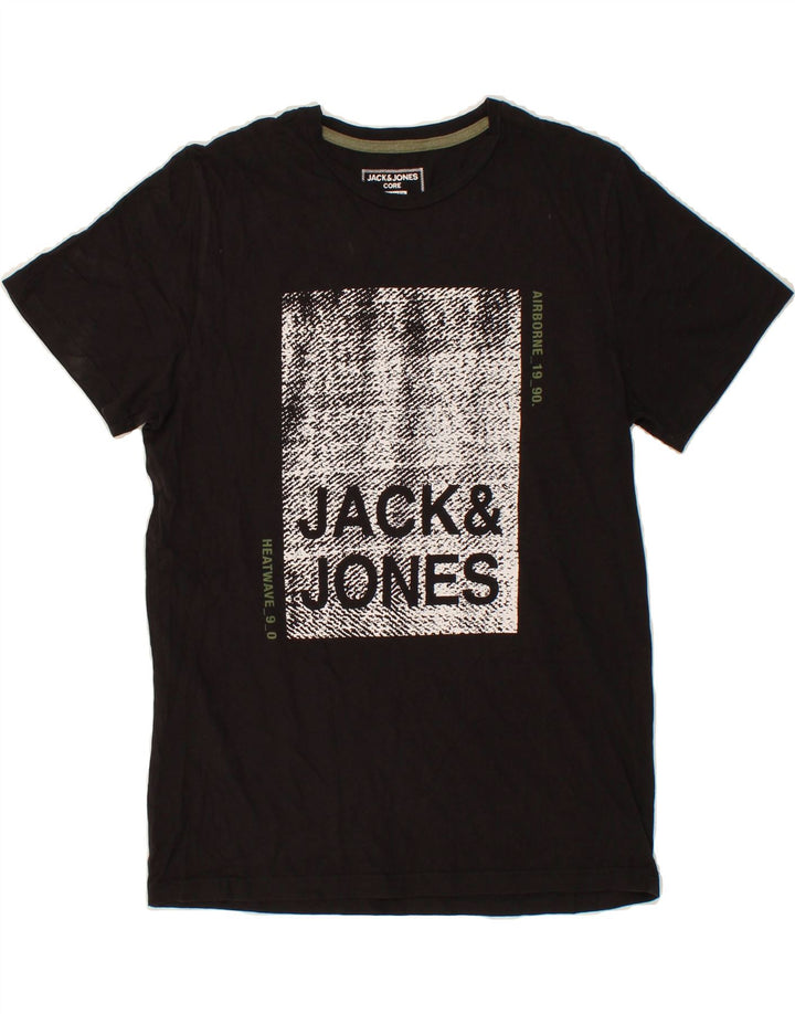 JACK & JONES Mens Regular Fit Graphic T-Shirt Top Small Black Vintage Jack & Jones and Second-Hand Jack & Jones from Messina Hembry 