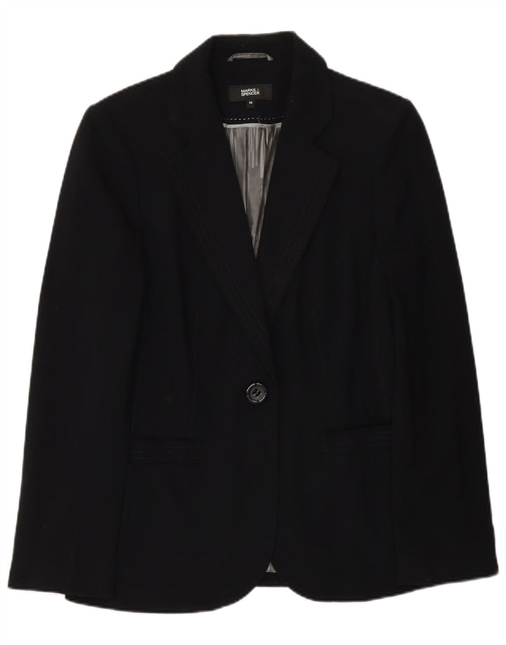 Marks & Spencer Damen-Blazerjacke mit 1 Knopf, Gr. 10, Größe S, Schwarz, Polyester
