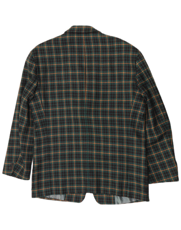 Vintage Herren 3-Knopf-Blazerjacke UK 40 Große grün karierte Wolle