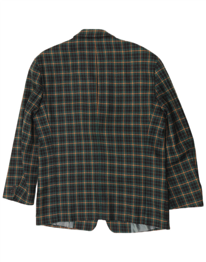 Vintage Herren 3-Knopf-Blazerjacke UK 40 Große grün karierte Wolle