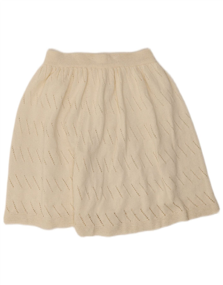 Vintage Damen Strick-A-Linien-Rock W26 Small Off White