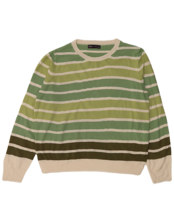 Marks & Spencer Damen-Pullover mit Rundhalsausschnitt, Gr. 40, Größe L, grün gestreift