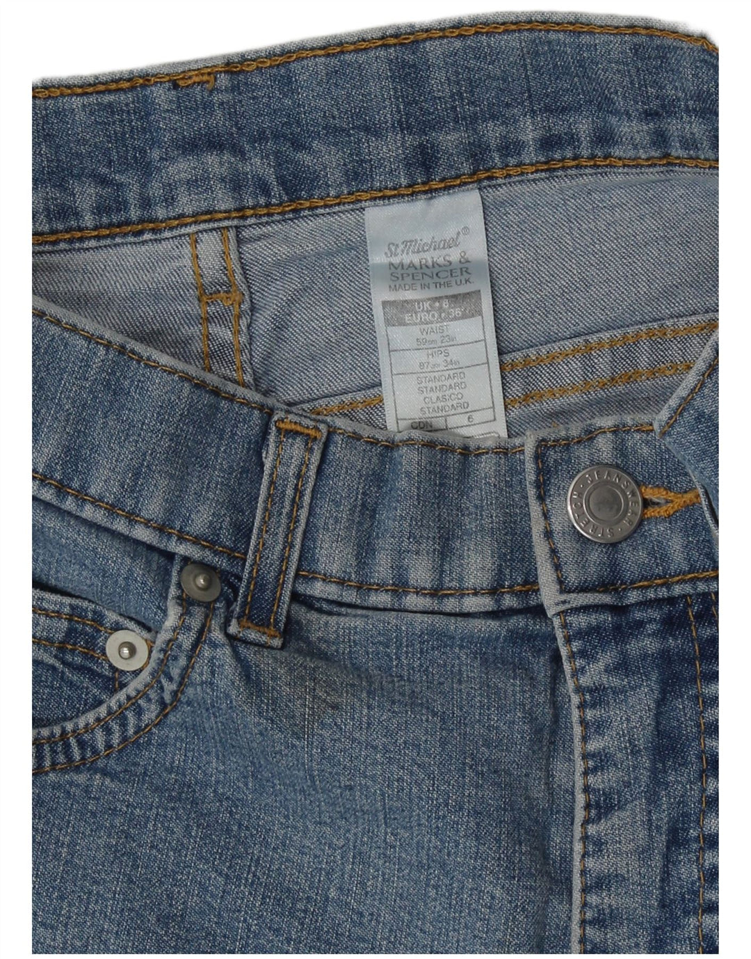 Marks & Spencer Damen Jeansshorts UK 8 Small W23 Blaue Baumwolle
