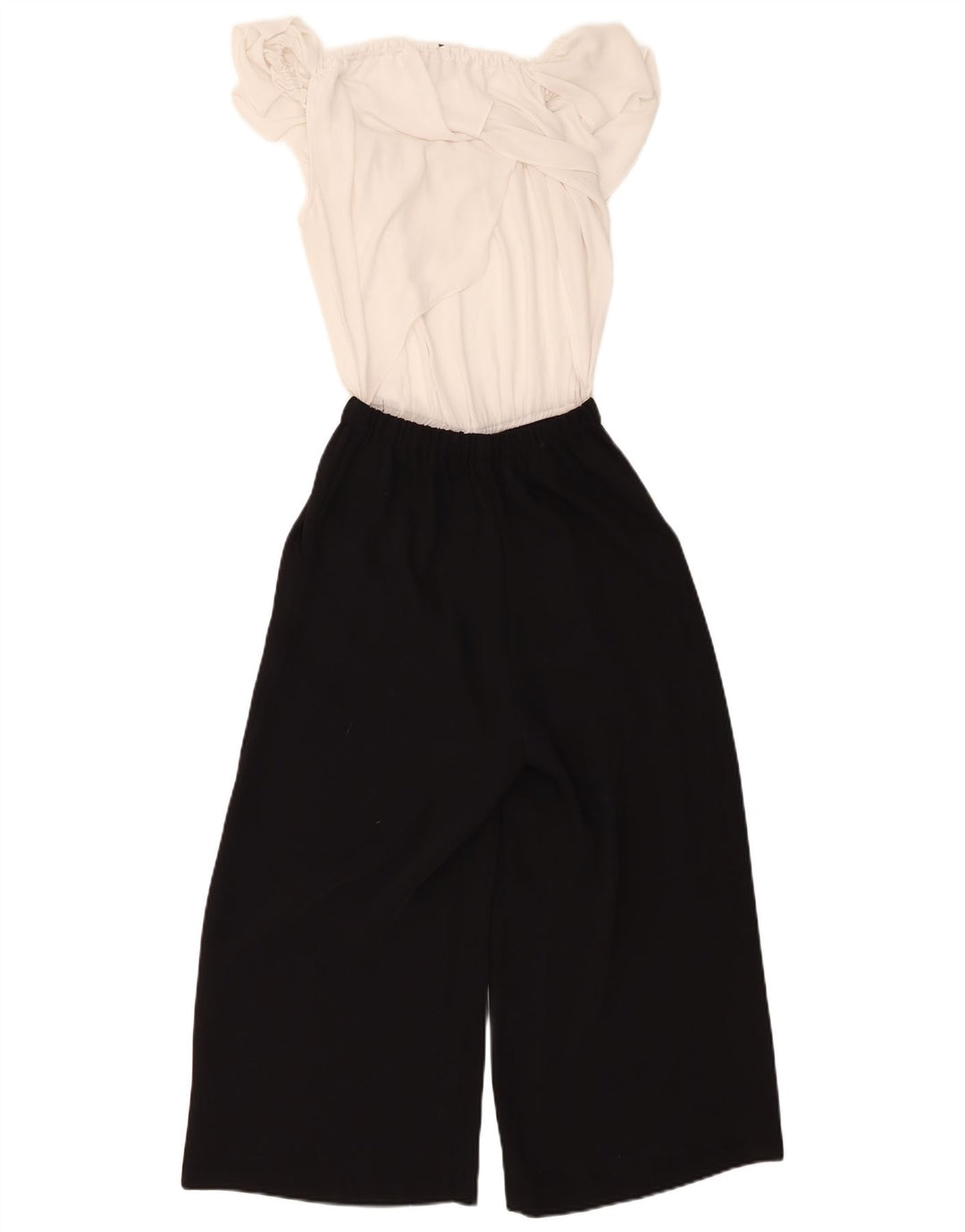 ZARA Womens Ruffle Front Jumpsuit UK 6 XS  Black Colourblock Polyester