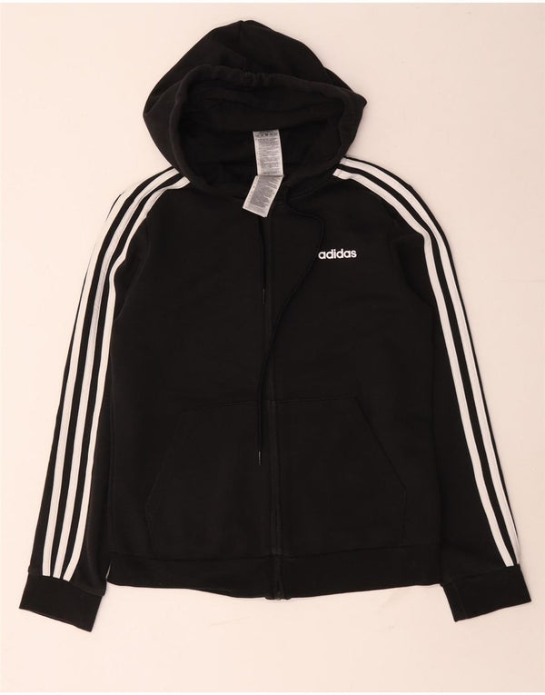 Adidas Damen Zip Hoodie Pullover UK 12/14 Mittelschwarze Baumwolle