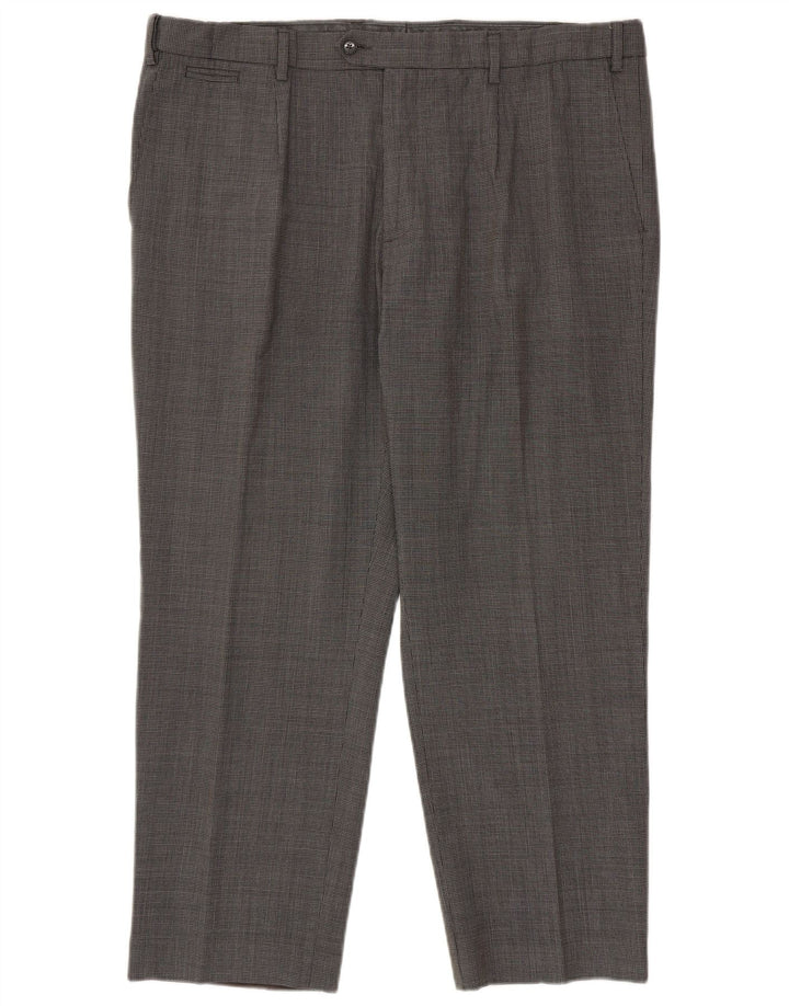 Marks & Spencer Herren-Anzughose in normaler Passform, W42, L29, Schwarz mit Hahnentrittmuster