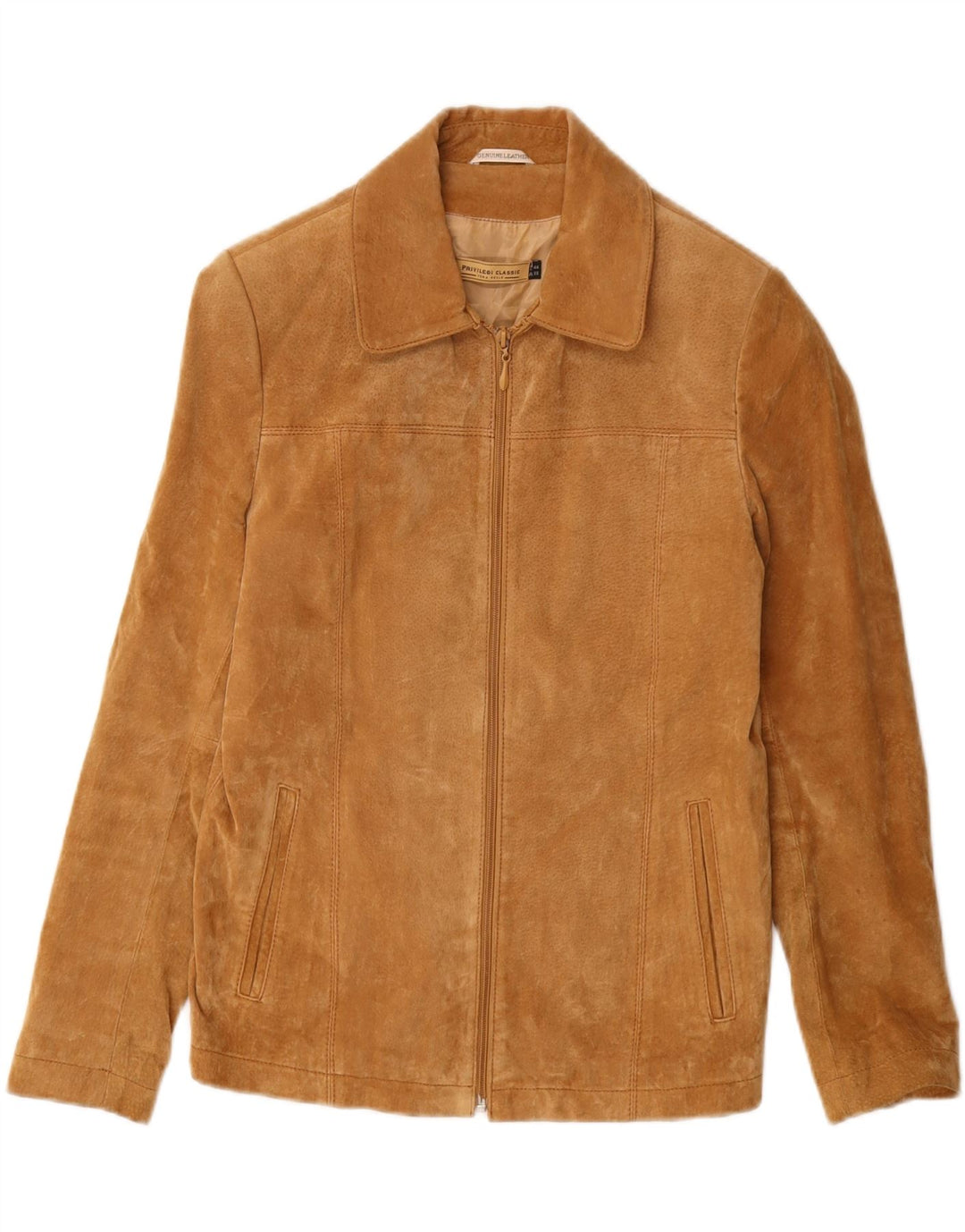 Privilegi Damen Wildlederjacke IT 44 Mittelbeiges Leder